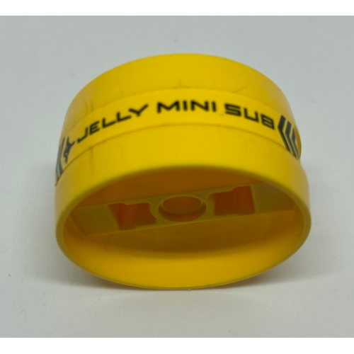 Деталь LEGO 41531pb015L Cylinder 4 x 4 x 1 2/3 with Pin Holes and Center Bar with 'JELLY MINI SUB' Pattern Model Left Side (Sticker) - Set 70610