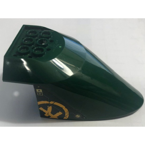 Деталь LEGO 87616pb018 Aircraft Fuselage Aft Section Curved Bottom 6 x 10 with Bright Light Orange Circle with Ninjago Logogram Letter L Pattern (Sticker) - Set 71750