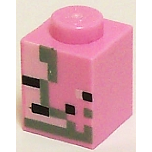 Деталь LEGO 3005pb019 Brick 1 x 1 with Olive Green, Black and White Squares and Rectangles Pattern (Minecraft Zombie Pigman Face)