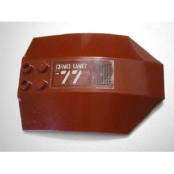 Windscreen 8 x 6 x 2 Curved Sloped Sides with 'DINO UNIT 77' and Black Grille Pattern Model Right Side (Sticker) - Sets 7298 / 7477 Windscreen 8 x 6 x 2 Curved Sloped Sides with 'DINO UNIT 77' and Black Grille Pattern Model Right Side (Sticker) - Sets 7298 / 7477