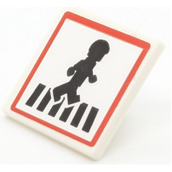 Road Sign 2 x 2 Square with Open O Clip with Crosswalk with Minifigure and Red Border Pattern (Sticker) - Set 40347 Road Sign 2 x 2 Square with Open O Clip with Crosswalk with Minifigure and Red Border Pattern (Sticker) - Set 40347