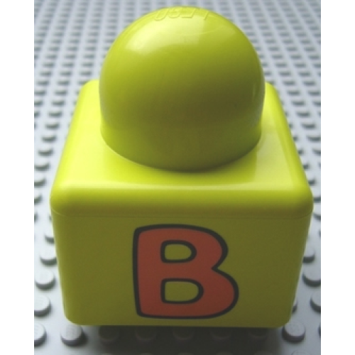 Деталь LEGO 31000pb33 Primo Brick 1 x 1 with Capital Letter B and Horse Body Pattern on Opposite Sides