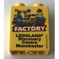 Duplo, Brick 1 x 2 x 2 with LEGOLAND Discovery Centre Manchester FACTORY 2018 Pattern