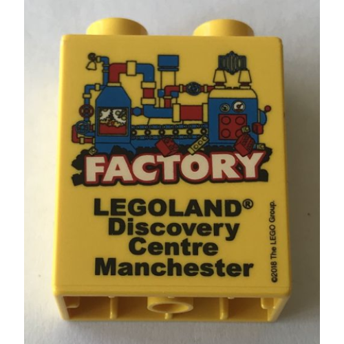 Деталь LEGO 4066pb748 Duplo, Brick 1 x 2 x 2 with LEGOLAND Discovery Centre Manchester FACTORY 2018 Pattern
