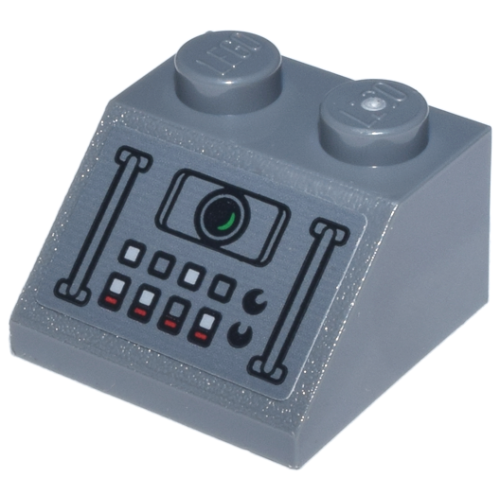 Деталь LEGO 3039pb161 Slope 45 2 x 2 with Control Panel with Handles, Button, and Lens Pattern (Sticker) - Set 76269