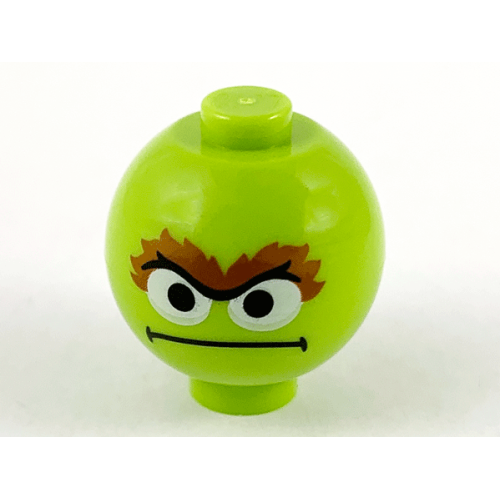Деталь LEGO 20953pb05 Brick, Round 2 x 2 Sphere with Stud / Robot Body with Oscar the Grouch Face Pattern