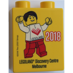 Duplo, Brick 1 x 2 x 2 with 2018 LEGOLAND Discovery Centre Melbourne Pattern Duplo, Brick 1 x 2 x 2 with 2018 LEGOLAND Discovery Centre Melbourne Pattern