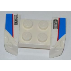 Vehicle, Mudguard 2 x 4 with Headlights Overhang with 'NUTY REZ' and Red Line on Blue and White Pattern on Both Sides (Stickers) - Set 8125