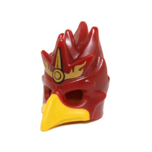 Деталь LEGO 16656pb01 Minifigure, Headgear Mask Bird (Phoenix) with Yellow Beak and Gold Headpiece with Flames Pattern