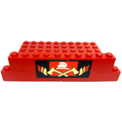 Stickered Assembly 12 x 6 x 2 1/3 with Narrow Fire Pattern (Sticker) - Set 6382 - 3 Brick 1 x 6, 1 Brick 1 x 4, 1 Plate 6 x 10