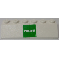 Stickered Assembly 6 x 2 x 1 with 'POLIZEI' on Green Background Pattern (Sticker) - Set 7245 - 2 Slope 45 2 x 3 Stickered Assembly 6 x 2 x 1 with 'POLIZEI' on Green Background Pattern (Sticker) - Set 7245 - 2 Slope 45 2 x 3