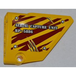 Technic, Panel Fairing #14 Large Short Smooth, Side B with 'AERIAL CAPTURE UNIT RP-5886' on Dark Red Tiger Stripes Pattern (Sticker) - Set 5886 Technic, Panel Fairing #14 Large Short Smooth, Side B with 'AERIAL CAPTURE UNIT RP-5886' on Dark Red Tiger Stripes Pattern (Sticker) - Set 5886