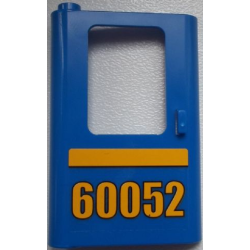 Door 1 x 4 x 5 Train Left, Thin Support at Bottom with Bright Light Orange Stripe and '60052' Pattern (Sticker) - Set 60052 Door 1 x 4 x 5 Train Left, Thin Support at Bottom with Bright Light Orange Stripe and '60052' Pattern (Sticker) - Set 60052