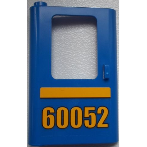 Деталь LEGO 4181pb042 Door 1 x 4 x 5 Train Left, Thin Support at Bottom with Bright Light Orange Stripe and '60052' Pattern (Sticker) - Set 60052