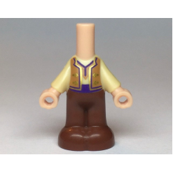 Micro Doll, Body with Molded Tan Top and Reddish Brown Pants and Printed Medium Nougat Vest Open with Gold Trim, Dark Purple Sash Belt Pattern Micro Doll, Body with Molded Tan Top and Reddish Brown Pants and Printed Medium Nougat Vest Open with Gold Trim, Dark Purple Sash Belt Pattern