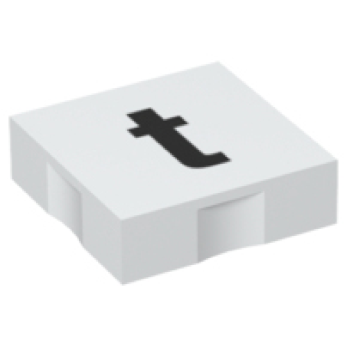 Деталь LEGO 6309pb064 Duplo, Tile 2 x 2 with Black Lowercase Letter t Pattern