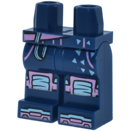 Деталь LEGO 970c00pb1796 Hips and Legs with Metallic Pink and Metallic Light Blue Belt, Trim, Triangles, Knee Pads and Boot Tips Pattern