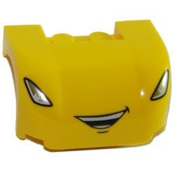 Vehicle, Mudguard 3 x 4 x 1 2/3 Curved with Silver Slanted Headlights and Open Mouth Smile with Teeth Separated Pattern Vehicle, Mudguard 3 x 4 x 1 2/3 Curved with Silver Slanted Headlights and Open Mouth Smile with Teeth Separated Pattern