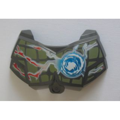 Деталь LEGO 98603pb005 Large Figure Chest Armor Small with Chi and Olive Green (Crocodile) Pattern