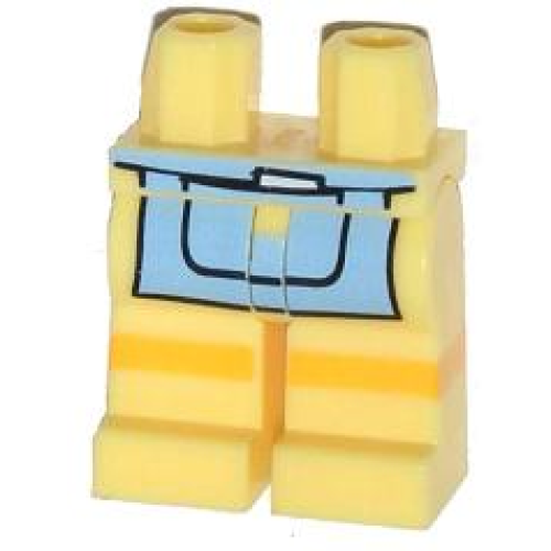 Деталь LEGO 970c00pb0269 Hips and Legs with Bright Light Blue Apron and Yellow Stripe Pattern
