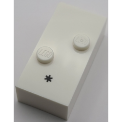 Brick, Braille 2 x 4 with 2 Studs with Black Asterisk (*) Pattern (dots-35 ⠔) (Swedish) Brick, Braille 2 x 4 with 2 Studs with Black Asterisk (*) Pattern (dots-35 ⠔) (Swedish)