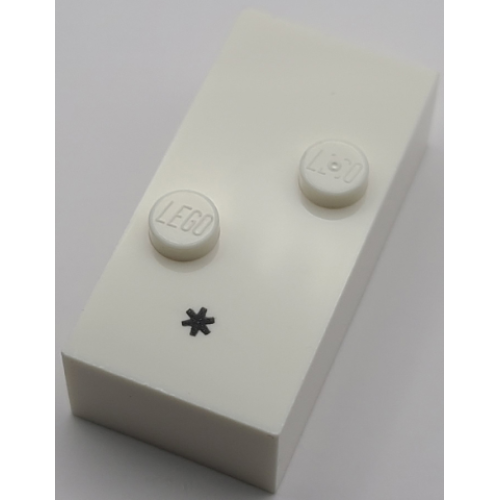 Деталь LEGO 65563pb02 Brick, Braille 2 x 4 with 2 Studs with Black Asterisk (*) Pattern (dots-35 ⠔) (Swedish)