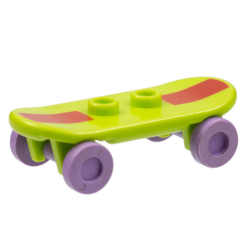 Minifigure, Utensil Skateboard Deck with Dark Red Stripe Pattern with Medium Lavender Wheels (42511pb14 / 2496)