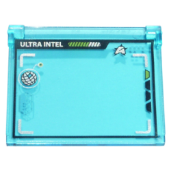 Glass for Window 1 x 4 x 3 - Opening with Computer Screen with Silver 'ULTRA INTEL' and Ultra Agents Logo Pattern