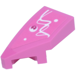 Wedge 2 x 1 x 2/3 Left with White Curved Lines and Dots and Magenta Circle Pattern (Sticker) - Set 77241