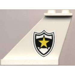 Tail 4 x 1 x 3 with Black and White Police Badge with Yellow Star Pattern Model Left Side (Sticker) - Set 4012