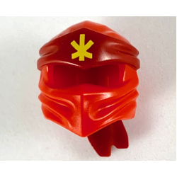 Minifigure, Headgear Ninjago Wrap Type 4 with Molded Dark Red Headband and Printed Yellow Ninjago Logogram Letter K Pattern