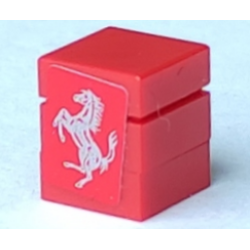 Stickered Assembly 1 x 1 x 1 with Silver Horse Ferrari Logo Pattern (Sticker) - Set 8156 - 2 Plate 1 x 1, 1 Tile 1 x 1