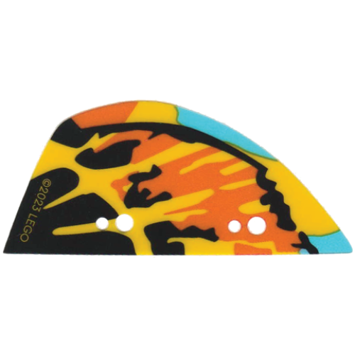 Деталь LEGO 75576pls01c Plastic Part for Set 75576 - Wing Skimwing Left Tailwing with Black, Yellow, Orange, and Trans-Light Blue Skin Pattern