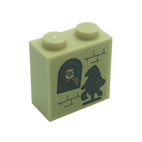 Деталь LEGO 22885pb003 Brick, Modified 1 x 2 x 1 2/3 with Studs on Side with Portrait Picture, Sorting Hat and Bricks Pattern (Sticker) - Set 71043