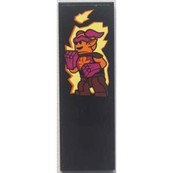 Tile 2 x 6 with Magenta, Reddish Brown and Orange Video Game Minifigure with Gorilla Fist Hands and Bright Light Yellow Fire Pattern (Sticker) - Set 60388