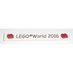 Tile 1 x 8 with 'LEGO World 2016' and Red Bricks Pattern Tile 1 x 8 with 'LEGO World 2016' and Red Bricks Pattern