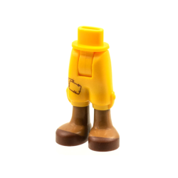 Mini Doll Hips and Trousers Cropped with Patch, Medium Nougat Legs, and Reddish Brown Sandals Pattern - Thick Hinge