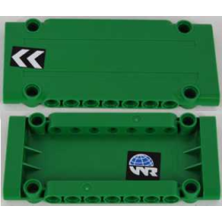 Technic, Panel Plate 5 x 11 x 1 with Black and White Chevrons on Outside and Globe and White 'WR' World Racers Logo on Inside Right Pattern (Stickers) - Set 8864