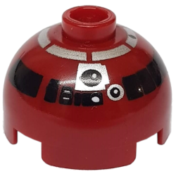 Brick, Round 2 x 2 Dome Top with Silver and Black Pattern (R4-P17)