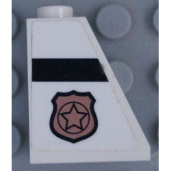 Slope 65 2 x 1 x 2 with Police Badge with Star Logo and Black Stripe Pattern Model Right Side (Sticker) - Set 60131 Slope 65 2 x 1 x 2 with Police Badge with Star Logo and Black Stripe Pattern Model Right Side (Sticker) - Set 60131
