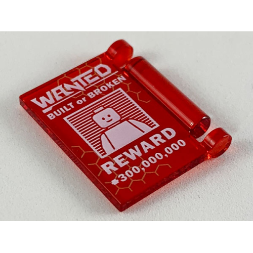 Деталь LEGO 24093pb025 Minifigure, Utensil Book Cover with White 'WANTED', 'BUILT or BROKEN', 'REWARD', and '300,000,000' Pattern