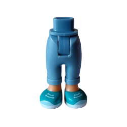 Mini Doll Hips and Trousers with Back Pockets and Cuffs with Molded Nougat Ankles and Feet and Printed Dark Turquoise Shoes with White Laces and Soles Pattern - Thick Hinge Mini Doll Hips and Trousers with Back Pockets and Cuffs with Molded Nougat Ankles and Feet and Printed Dark Turquoise Shoes with White Laces and Soles Pattern - Thick Hinge
