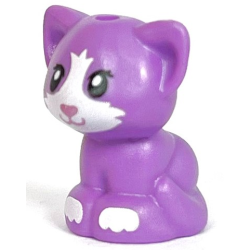 Cat, Friends Style, Baby Kitten, Sitting with Metallic Pink Nose, White Muzzle and Paws Pattern - Medium Lavender