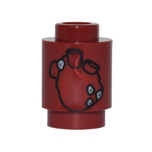 Деталь LEGO 3062pb035 Brick, Round 1 x 1 with Human Heart Pattern