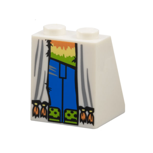 Деталь LEGO 3678bpb070 Slope 65 2 x 2 x 2 with Bottom Tube with Open Robe with Orange Tassels over Tie Dyed Shirt, Blue Pants, and Lime Shoes Pattern