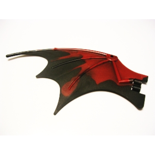 Деталь LEGO 51342pb03 Dragon Wing 19 x 11 with Bar Hole and 2 Pin Holes with Marbled Black Trailing Edge Pattern