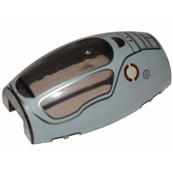 Windscreen 10 x 6 x 3 Bubble Canopy Double Tapered with Square Front Cutout with Light Bluish Gray Jedi Starfighter and Two Red Triangles on Top Pattern