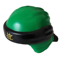 Minifigure, Headgear Ninjago Wrap Type 3 with Molded Black Bandana and Knot and Printed Gold Ninjago Logogram 'LL' Pattern