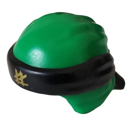 Деталь LEGO 24496pb10 Minifigure, Headgear Ninjago Wrap Type 3 with Molded Black Bandana and Knot and Printed Gold Ninjago Logogram 'LL' Pattern