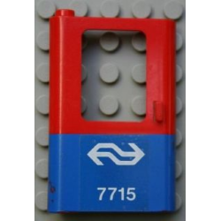 Door 1 x 4 x 5 Train Left, Thin Support at Bottom with Blue Bottom Half and Dutch NS '7715' Pattern (Sticker) - Set 7715 Door 1 x 4 x 5 Train Left, Thin Support at Bottom with Blue Bottom Half and Dutch NS '7715' Pattern (Sticker) - Set 7715